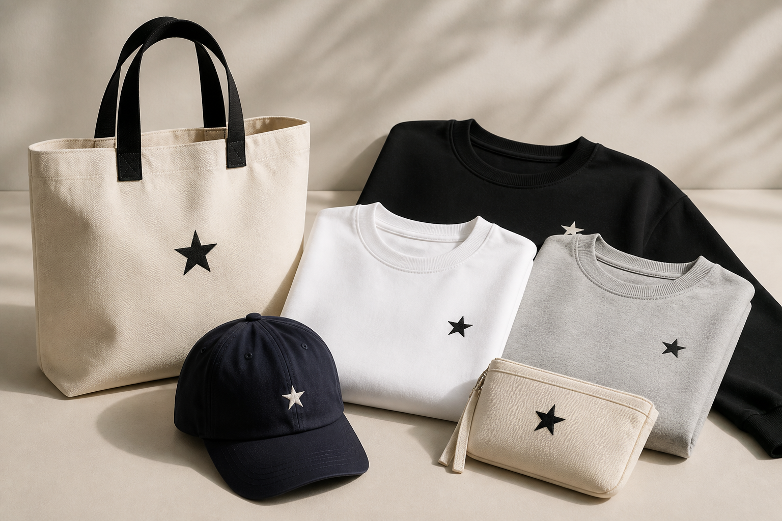 CONVERSE TOKYOのシックなロゴが入ったトートバッグとアパレルウェアの静物