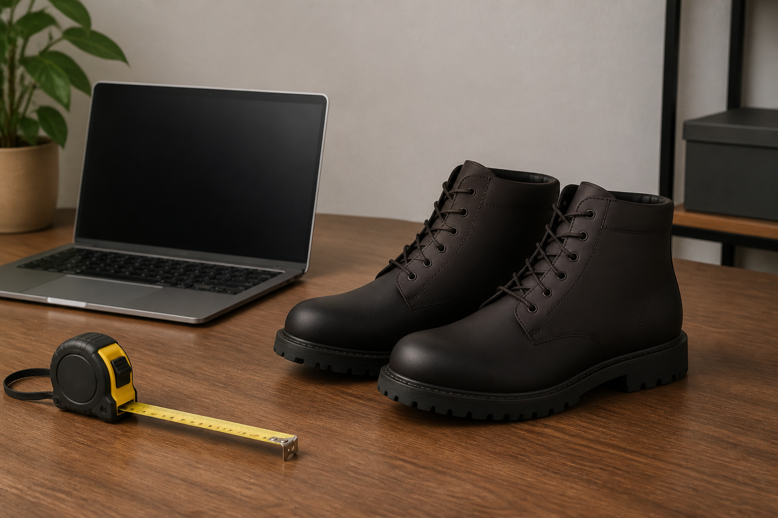 無地のワークブーツと購入確認用小物の編集イメージ。実際の通販画面やTimberlandの実物を示す写真ではありません。